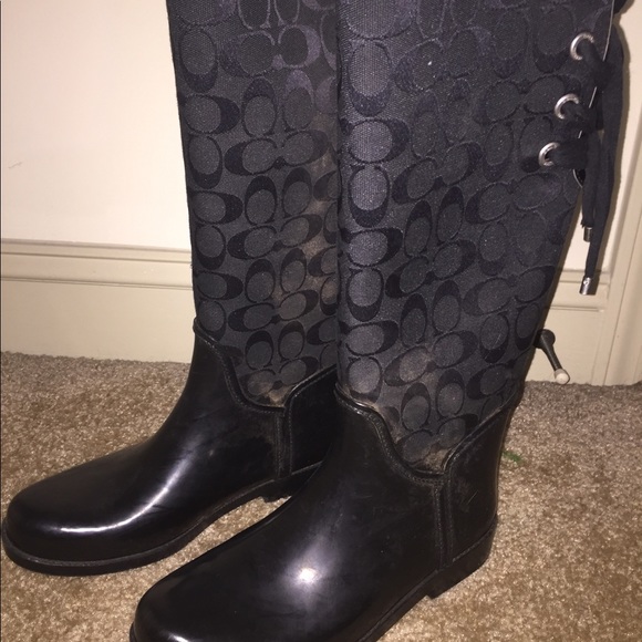 Coach tristee Black lace up rainboots - Picture 2 of 4